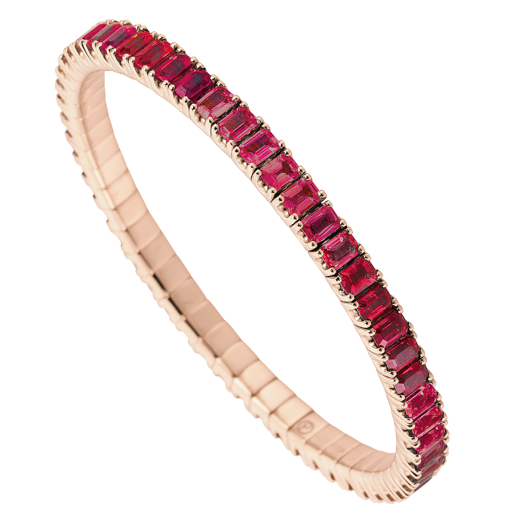 FLEX Tennis Bracelet | Rose Gold & Emerald Cut Rubies