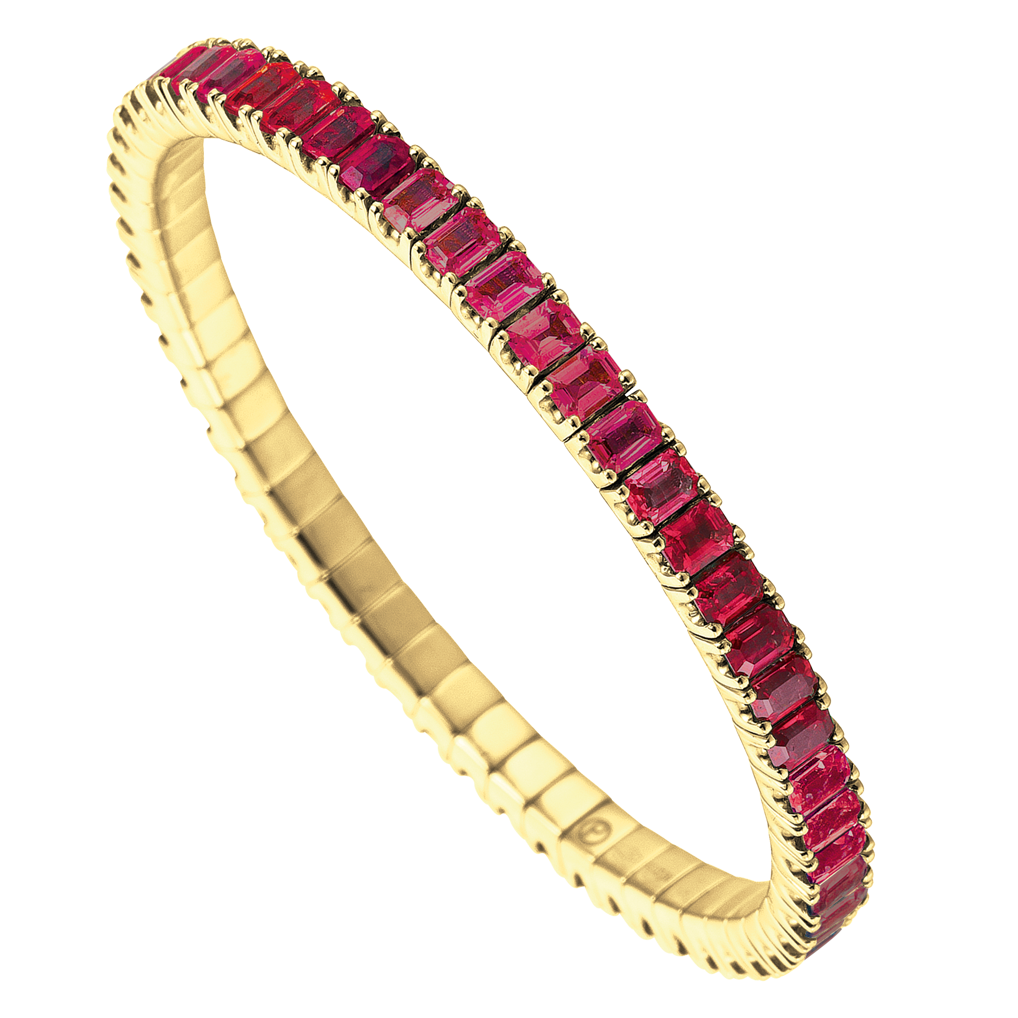 FLEX Tennis Bracelet | Yellow Gold & Emerald Cut Rubies