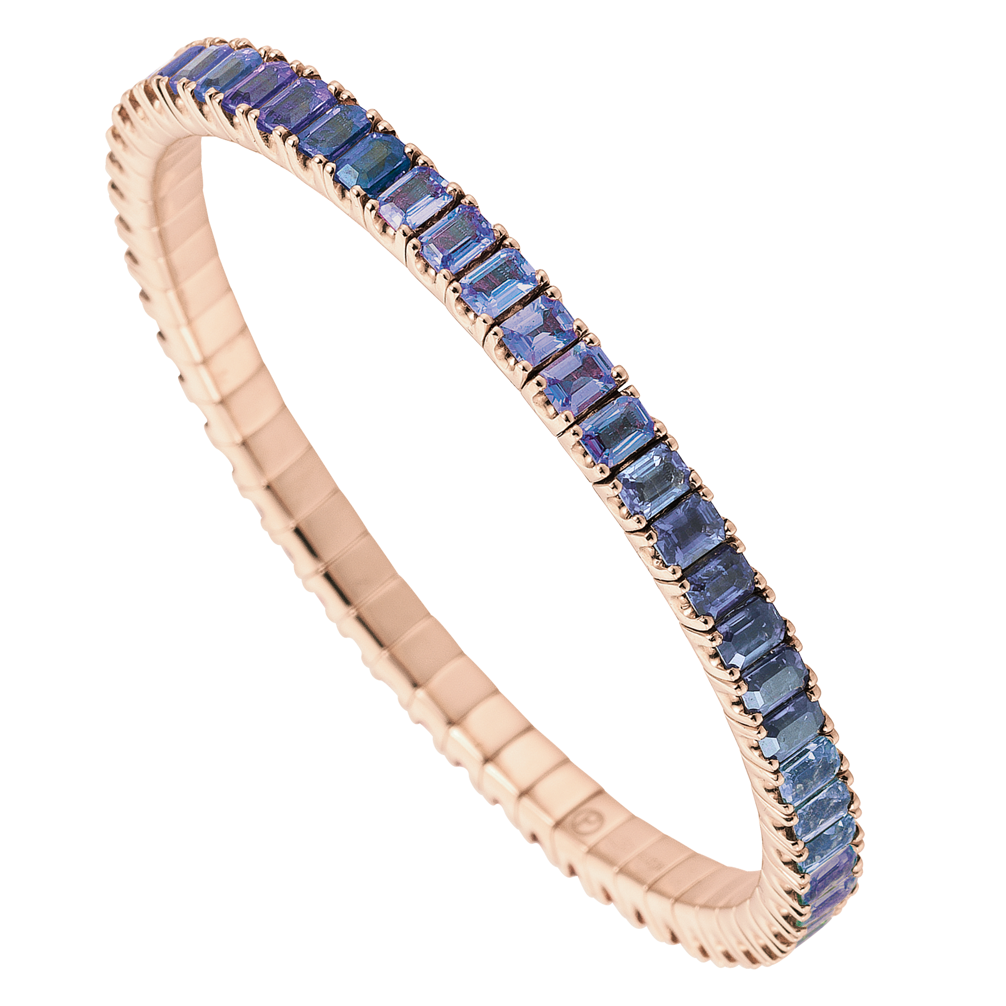 FLEX Tennis Bracelet | Rose Gold & Emerald Cut Tanzanites