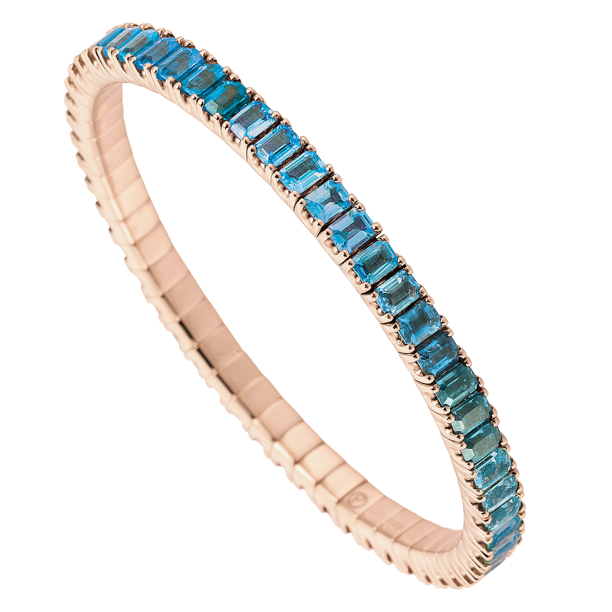 FLEX Tennis Bracelet | Rose Gold & Emerald Cut Blue Topazes