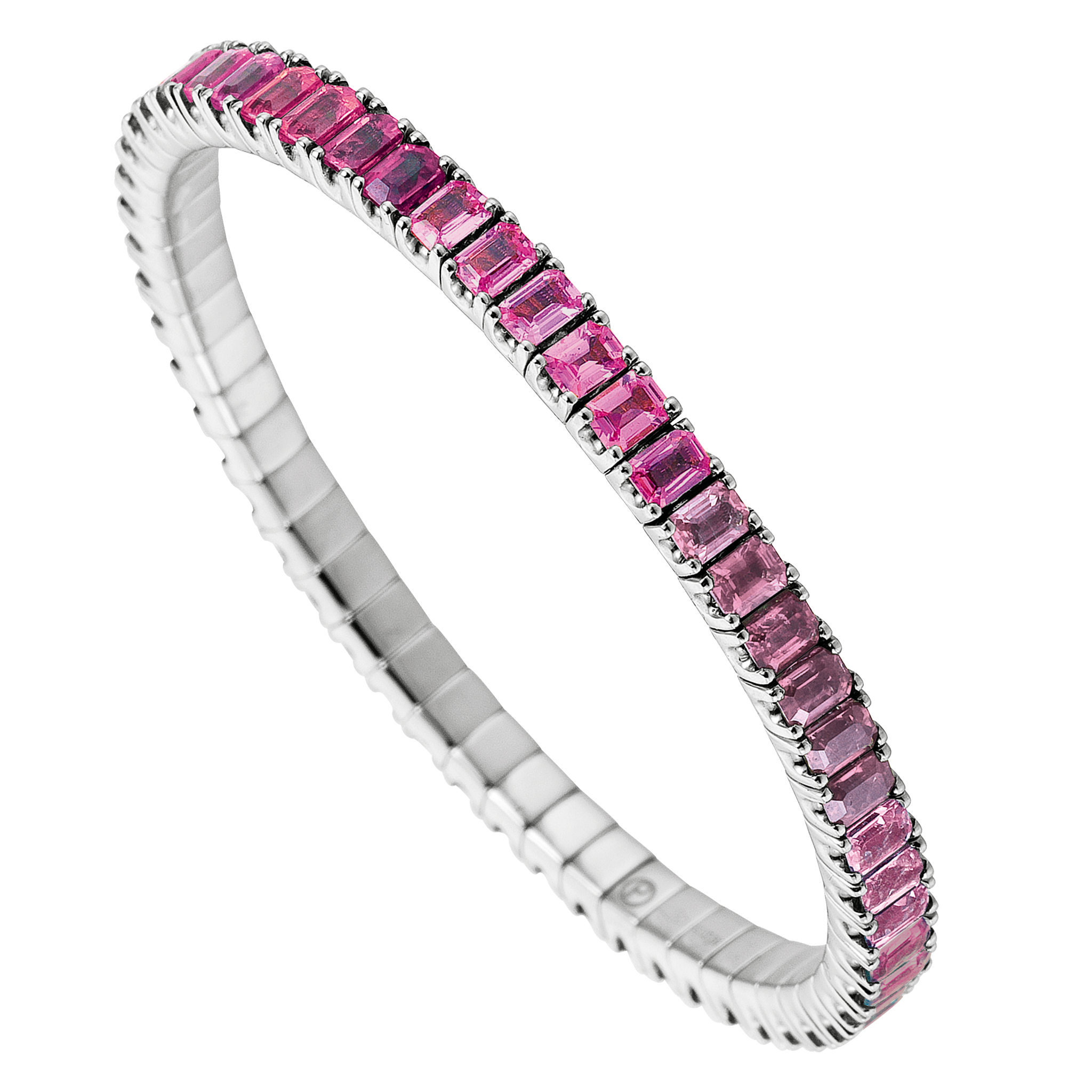 FLEX Tennis Bracelet | White Gold & Emerald Cut Tourmalines