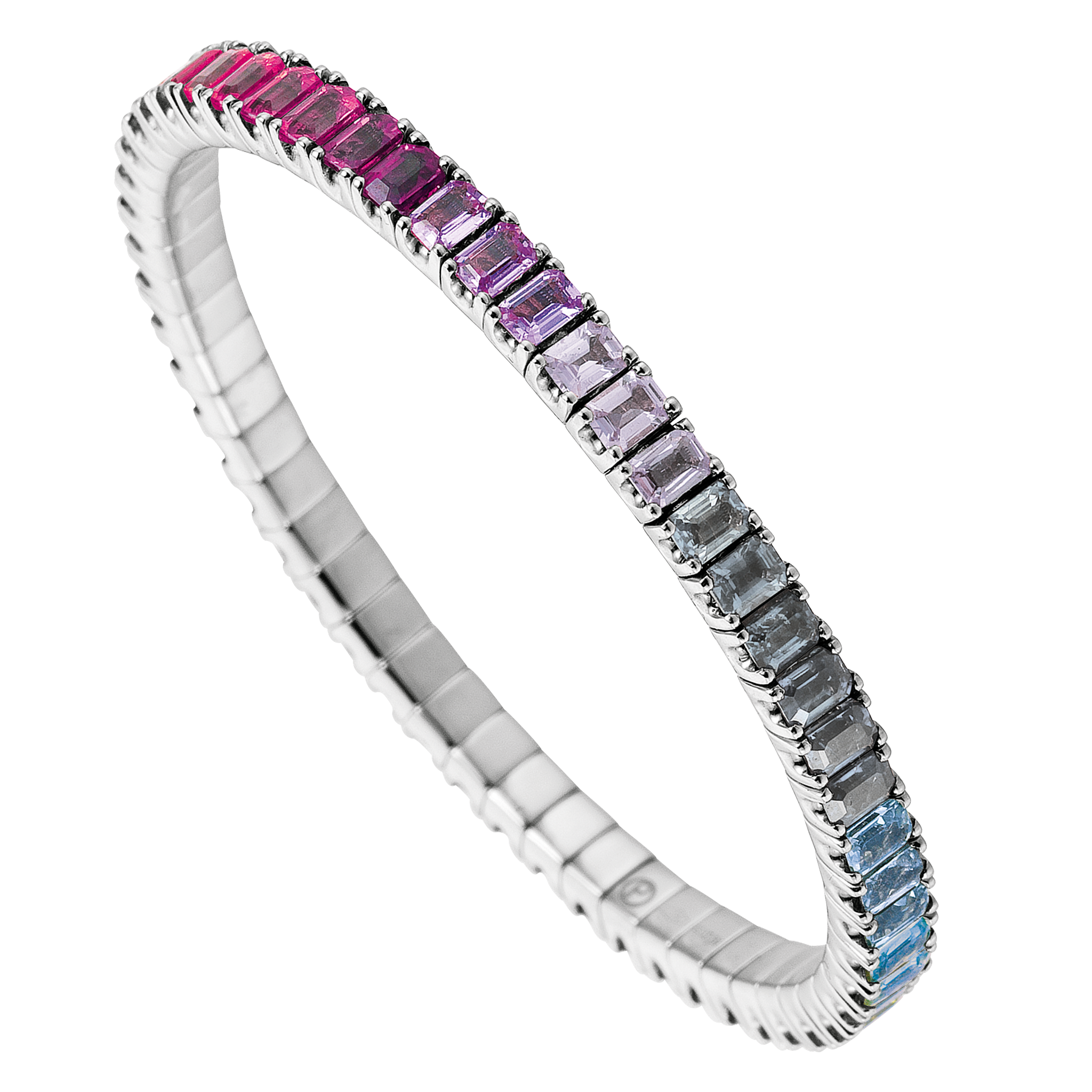 FLEX Tennis Ombre Bracelet - White Gold & Emerald Cut Sapphires