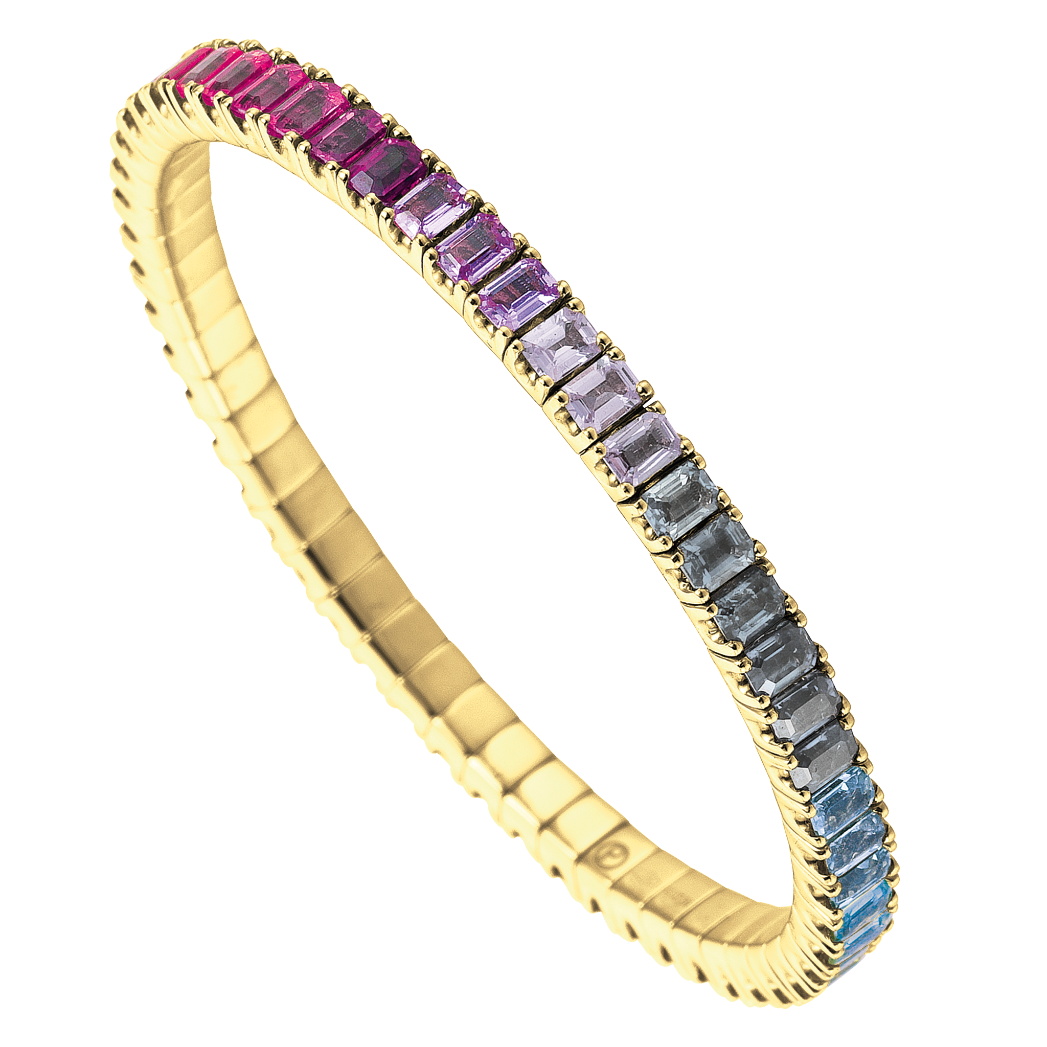FLEX Tennis Ombre Bracelet - Yellow Gold & Emerald Cut Sapphires