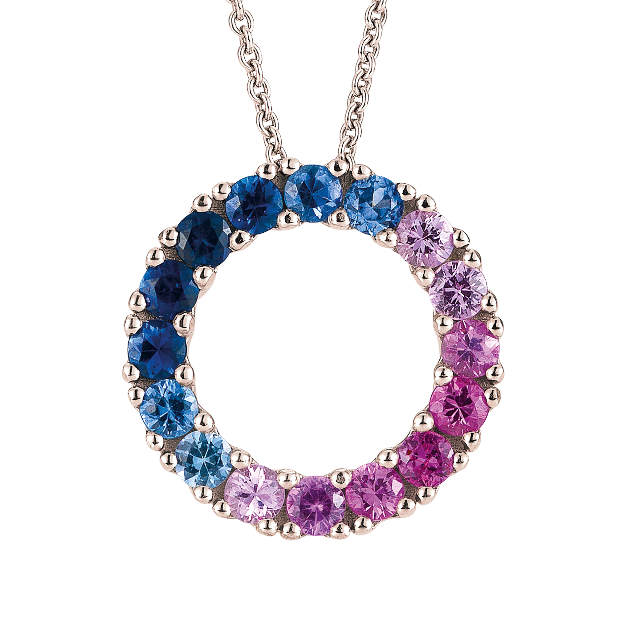 FLEX Ombre Hoop Pendant Necklace | Rose Gold & Sapphires