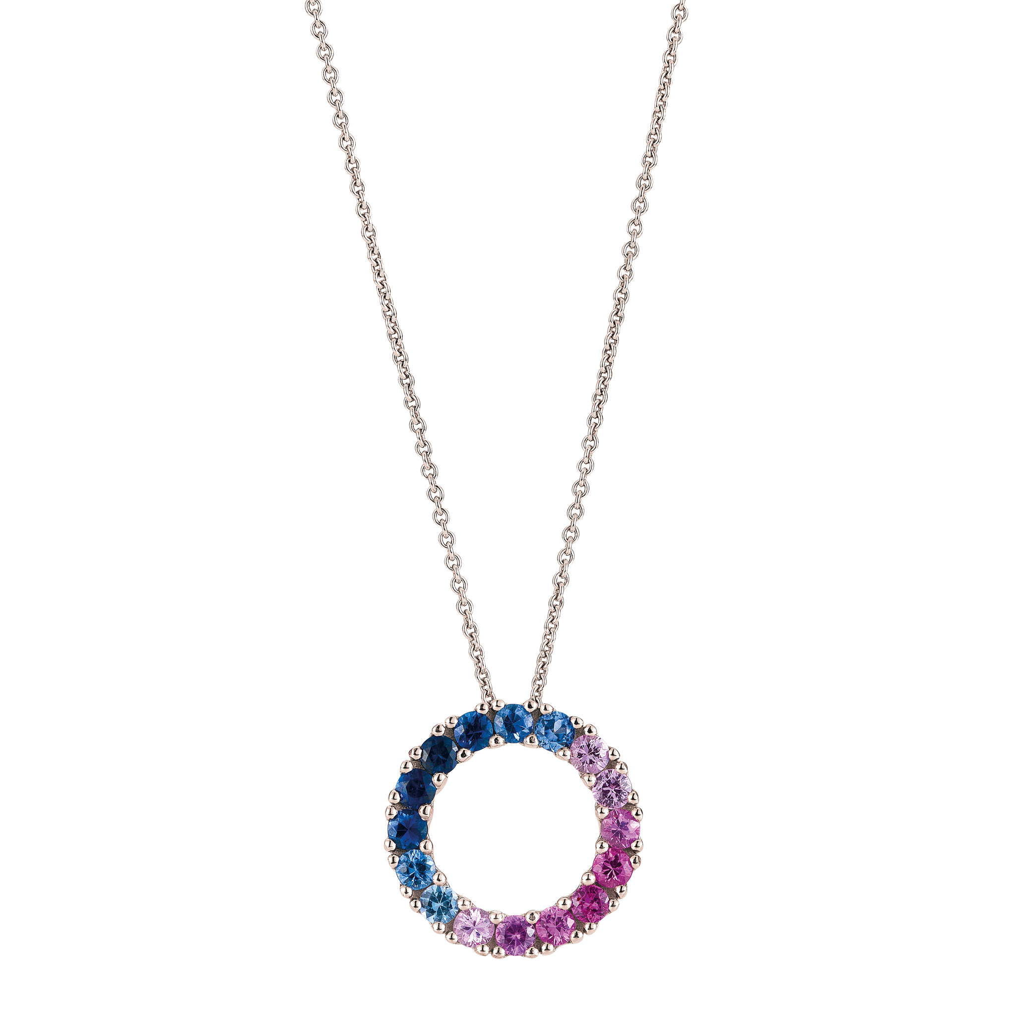 FLEX Ombre Hoop Pendant Necklace | Rose Gold & Sapphires