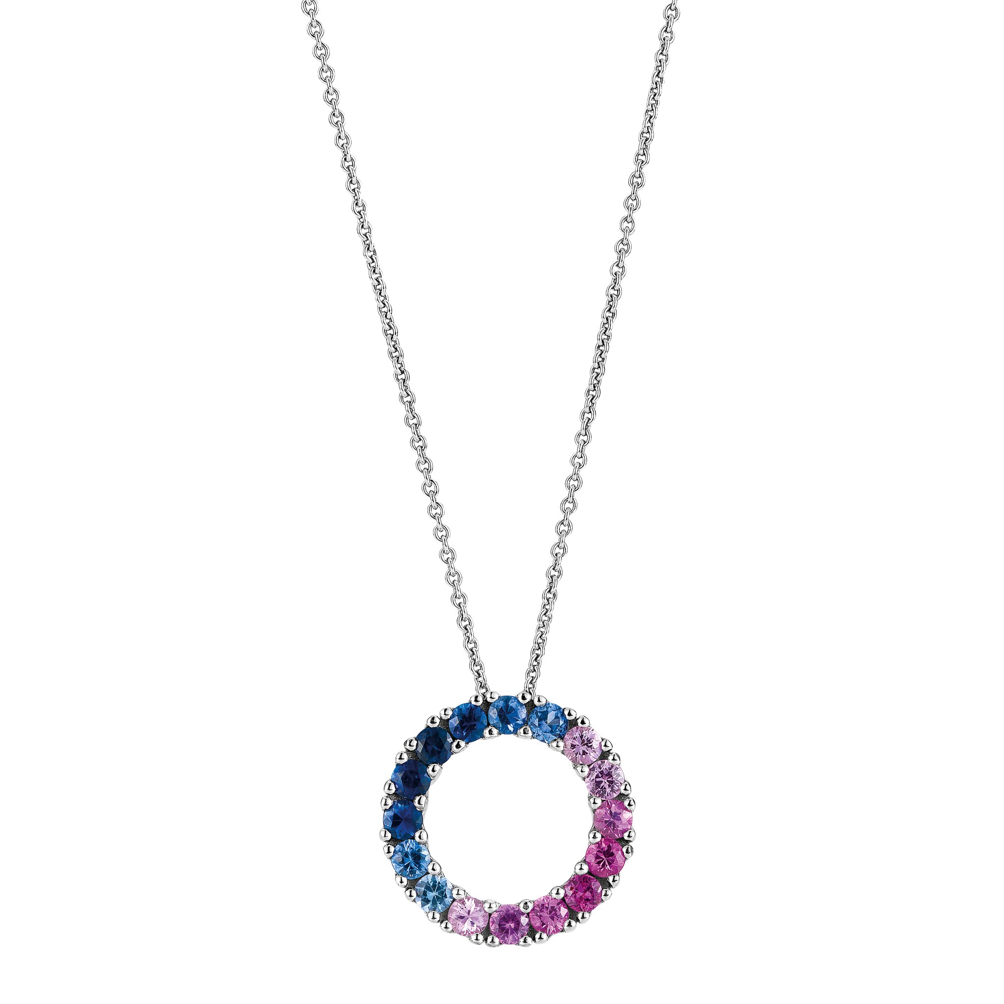 FLEX Ombre Hoop Pendant Necklace | White Gold & Sapphires