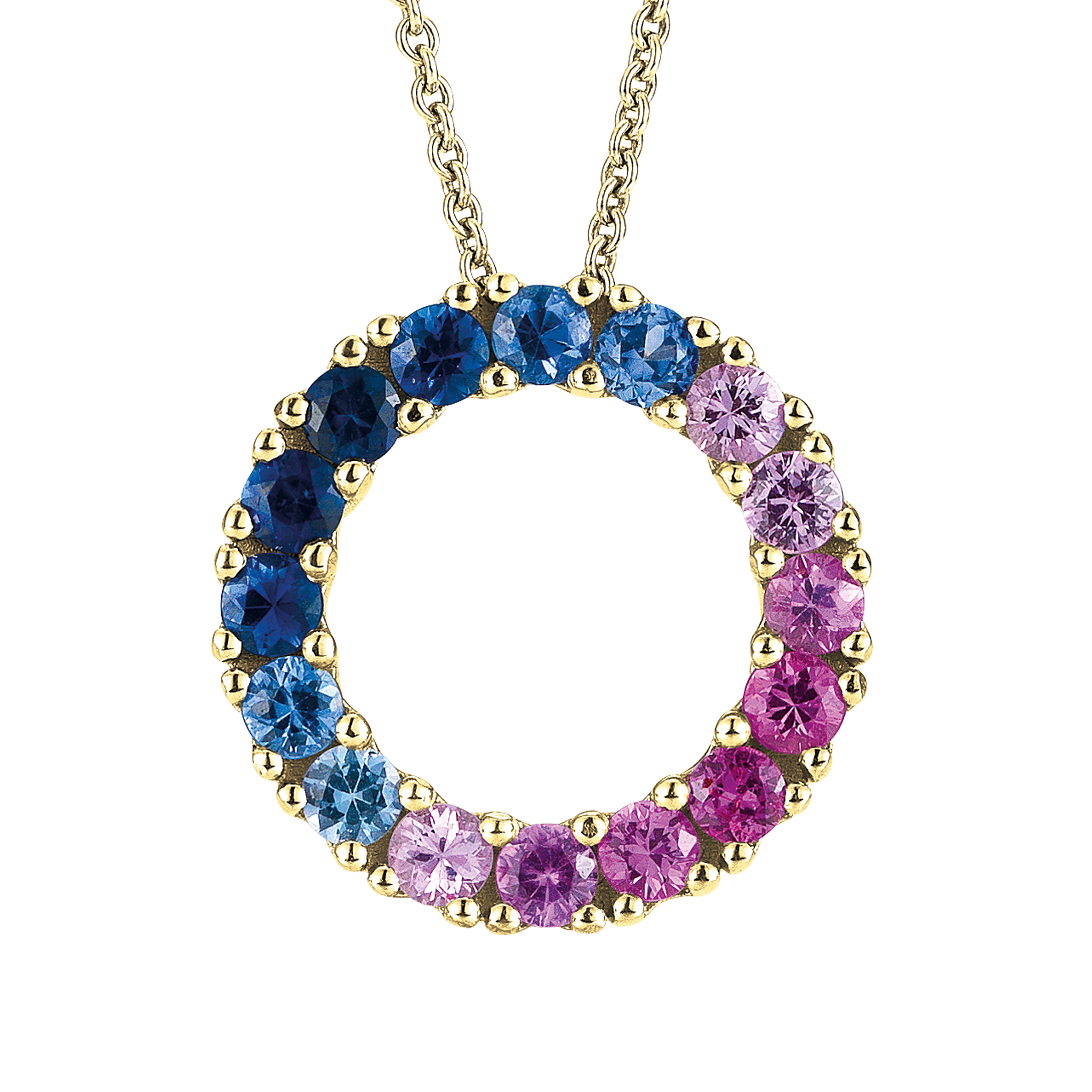 FLEX Ombre Hoop Pendant Necklace | Yellow Gold & Sapphires