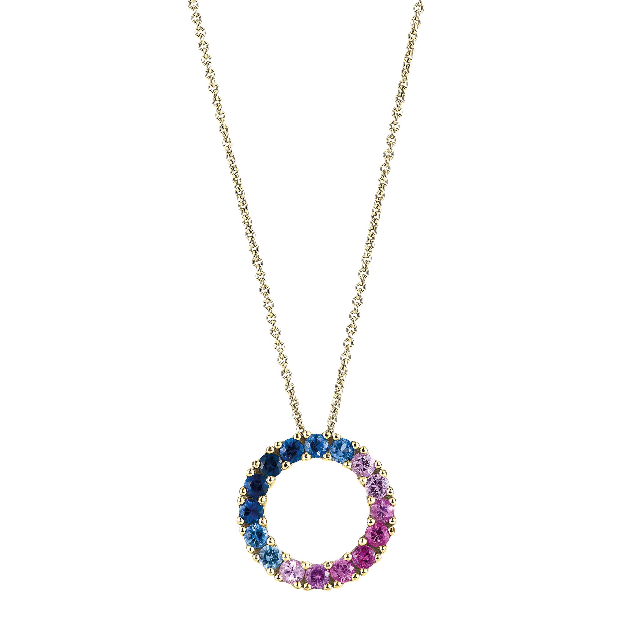 FLEX Ombre Hoop Pendant Necklace | Yellow Gold & Sapphires