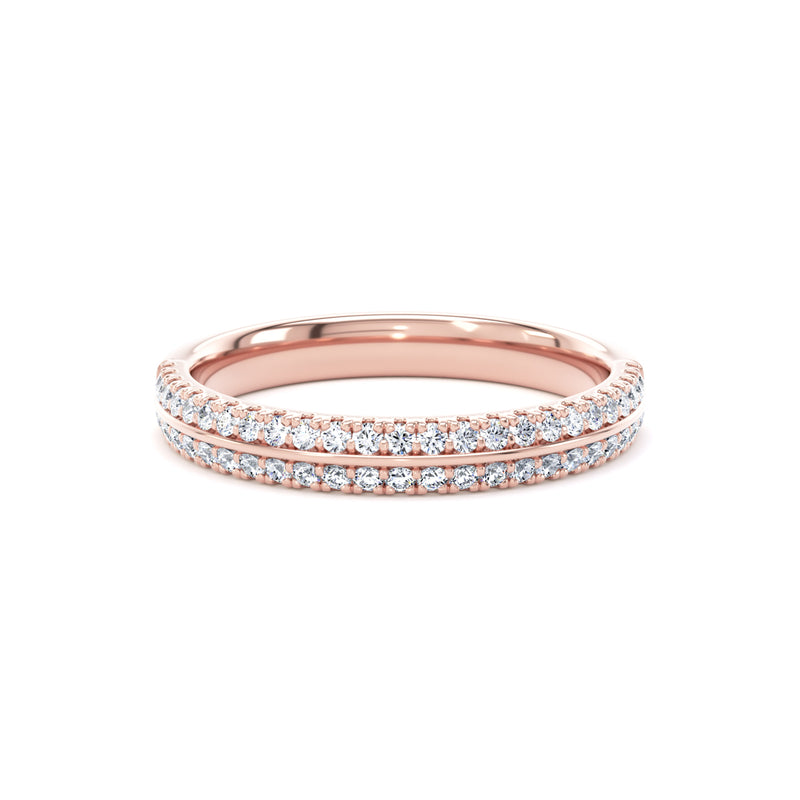 Round Diamond Rose Gold Ring, Knife Edge Scallop Set Half Eternity | ET1220