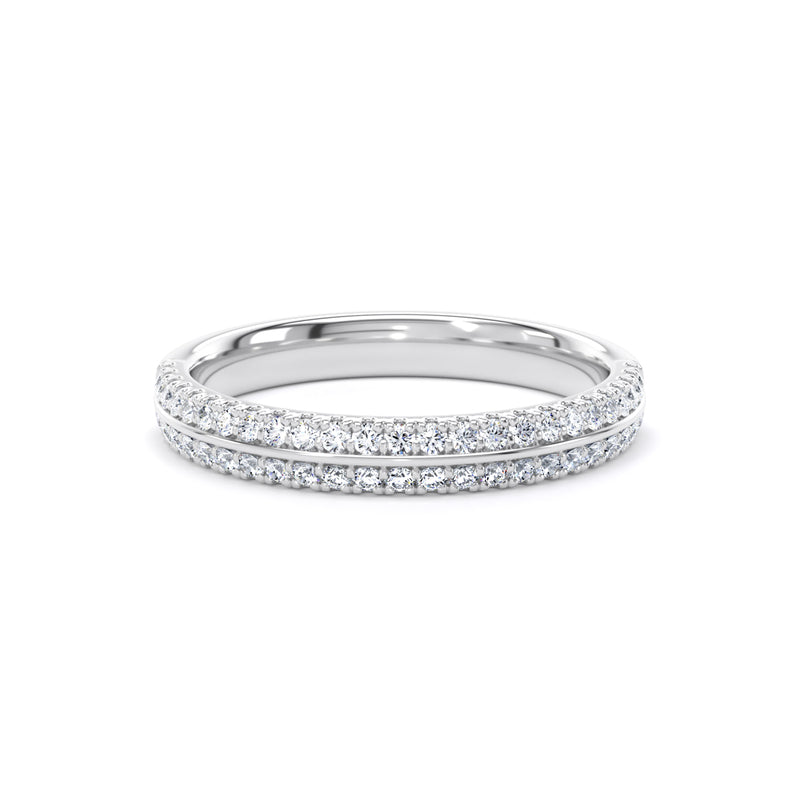 Round Diamond Platinum Ring, Knife Edge Scallop Set Half Eternity | ET1220