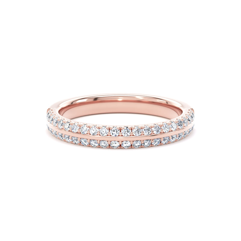 Round Diamond Rose Gold Ring, Knife Edge Scallop Set Half Eternity | ET1220
