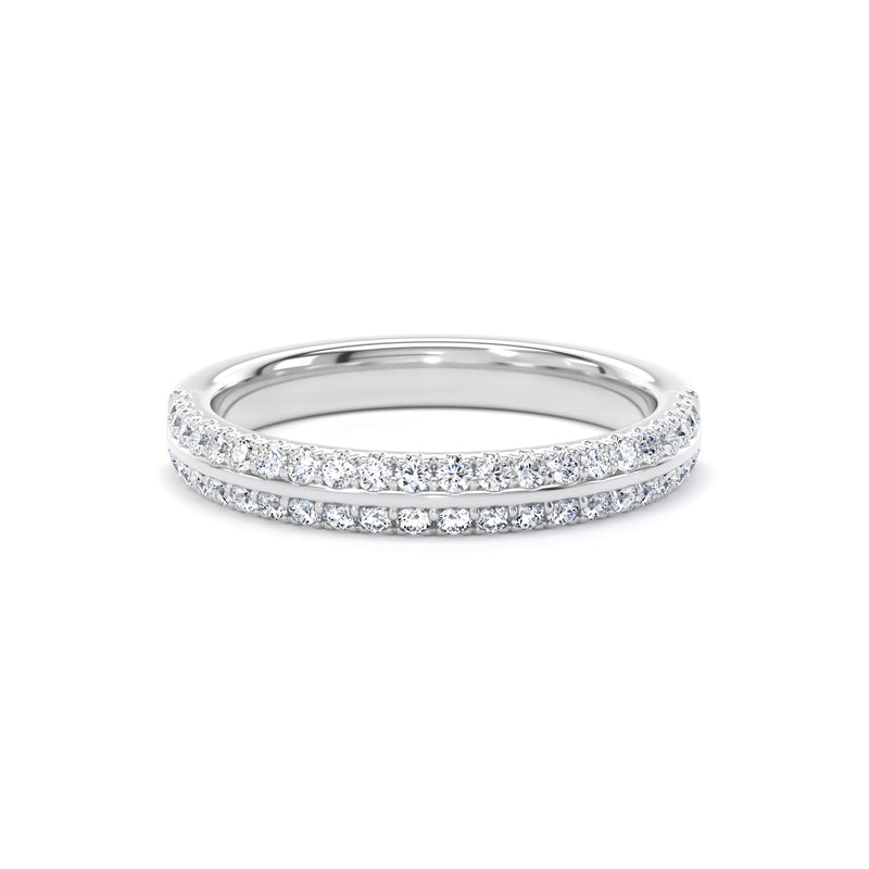 Round Diamond Platinum Ring, Knife Edge Scallop Set Half Eternity | ET1220