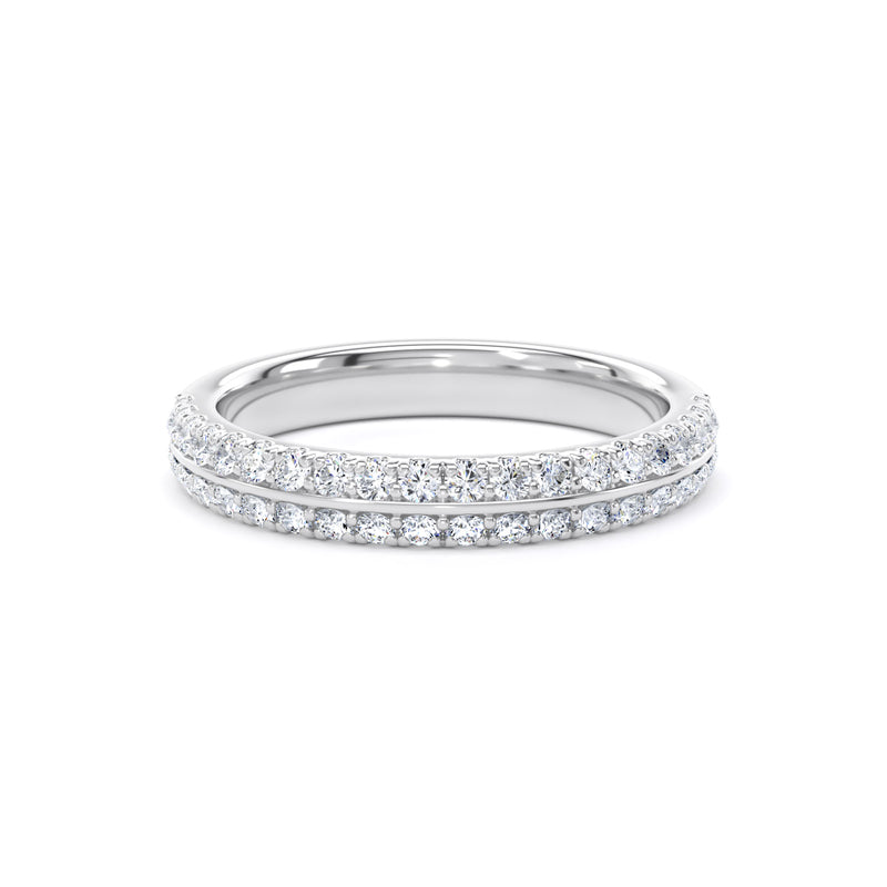Round Diamond White Gold Ring, Knife Edge Scallop Set Half Eternity | ET1220