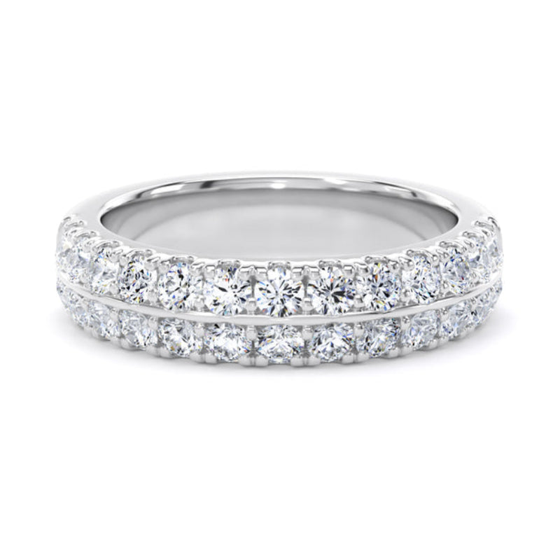 Round Diamond Ring, Knife Edge Scallop Set Half Eternity | ET1220