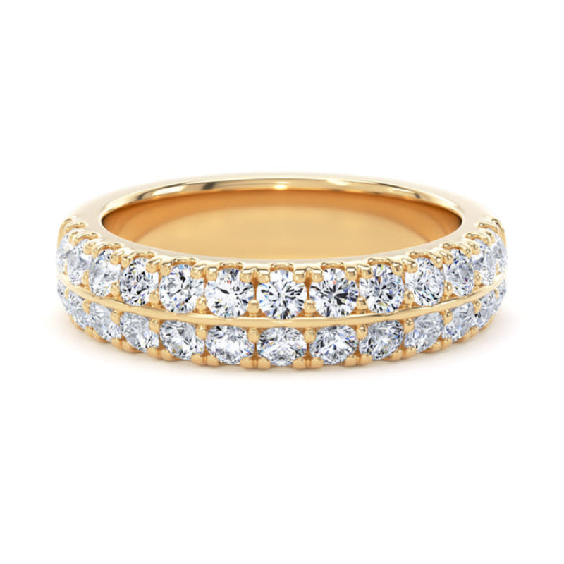 Round Diamond Ring, Knife Edge Scallop Set Half Eternity | ET1220