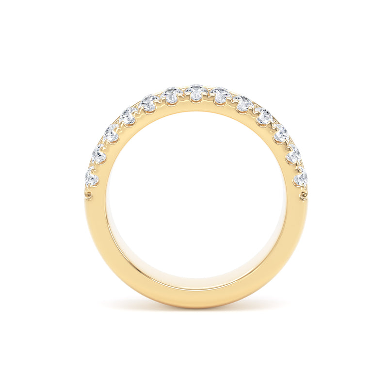 Round Diamond Yellow Gold Ring, Knife Edge Scallop Set Half Eternity | ET1220