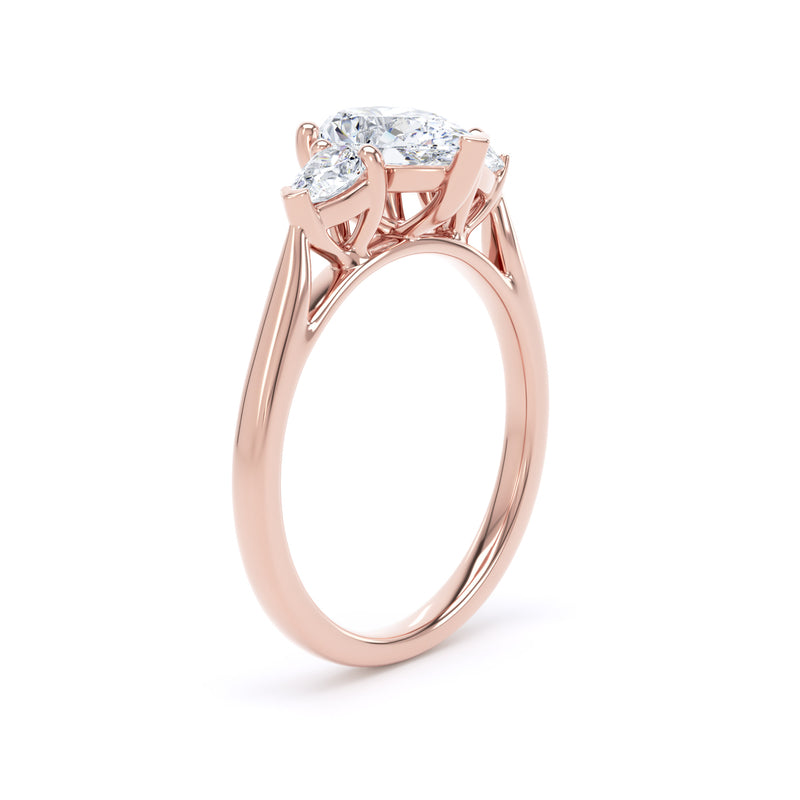 Pear Diamond Rose Gold Ring, Claw Set Trilogy | SMD M3D03