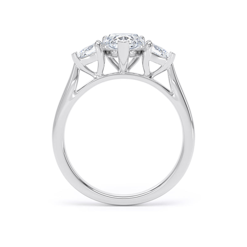 Pear Diamond Platinum Ring, Claw Set Trilogy | SMD M3D03
