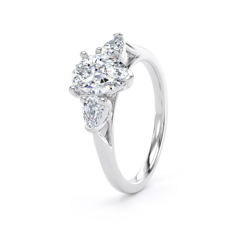 Pear Diamond Platinum Ring, Claw Set Trilogy | SMD M3D03