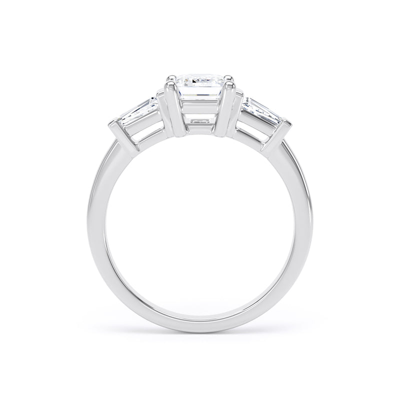 Emerald & Tapered Baguette Platinum Trilogy Ring | M3E01 LGE