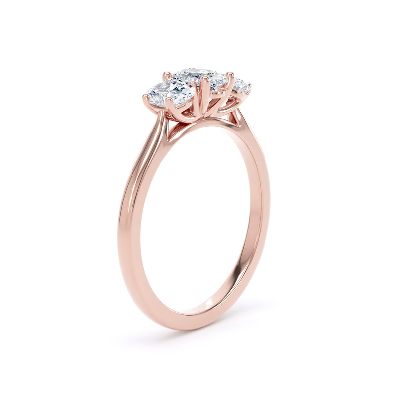 Oval Rose Gold Trilogy Ring | M3O01 LGO