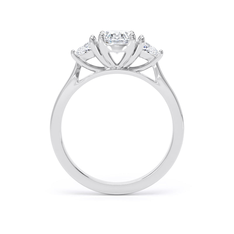 Oval & Trilliant Platinum Trilogy Ring | M3O02 LGO