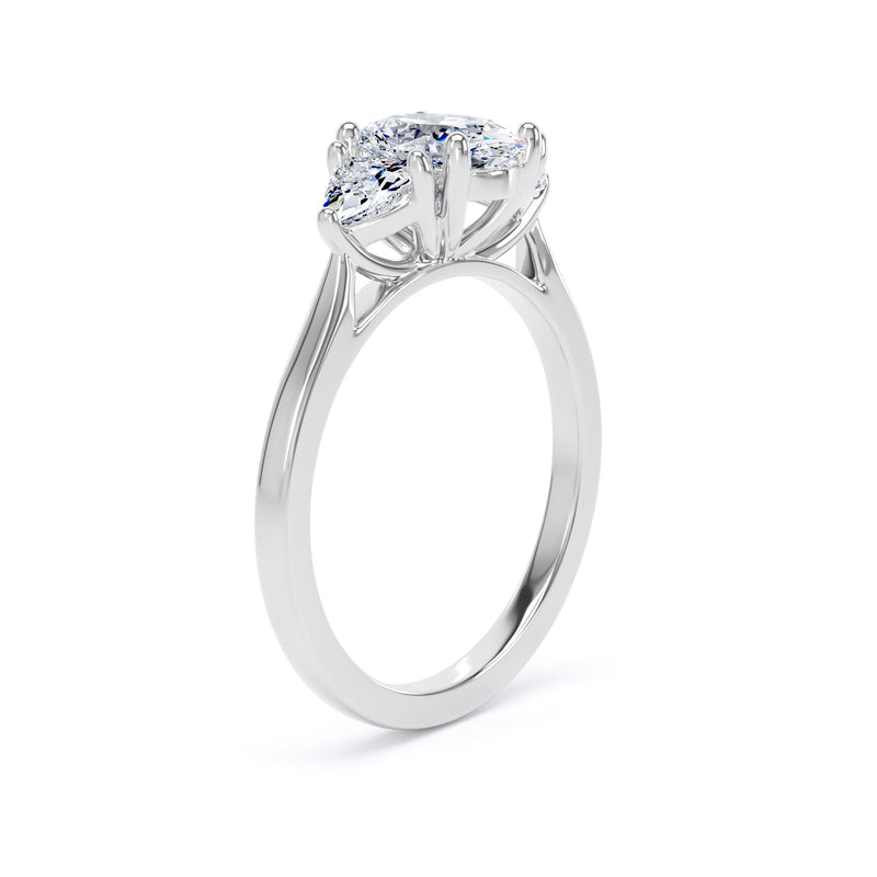 Oval & Trilliant Platinum Trilogy Ring | M3O02 LGO