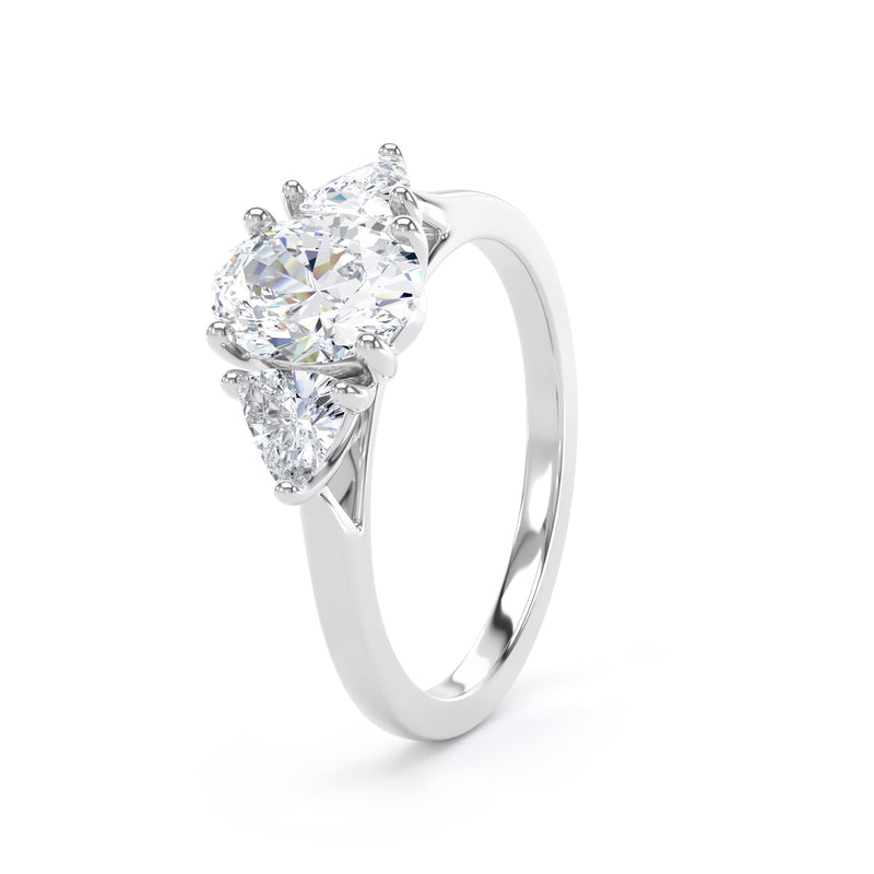 Oval & Trilliant Platinum Trilogy Ring | M3O02 LGO