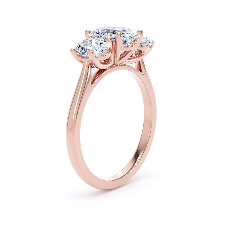 Oval Diamond Rose Gold Ring, Claw Set Trilogy | SMO M3O04
