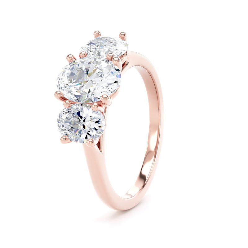 Oval Diamond Rose Gold Ring, Claw Set Trilogy | SMO M3O04