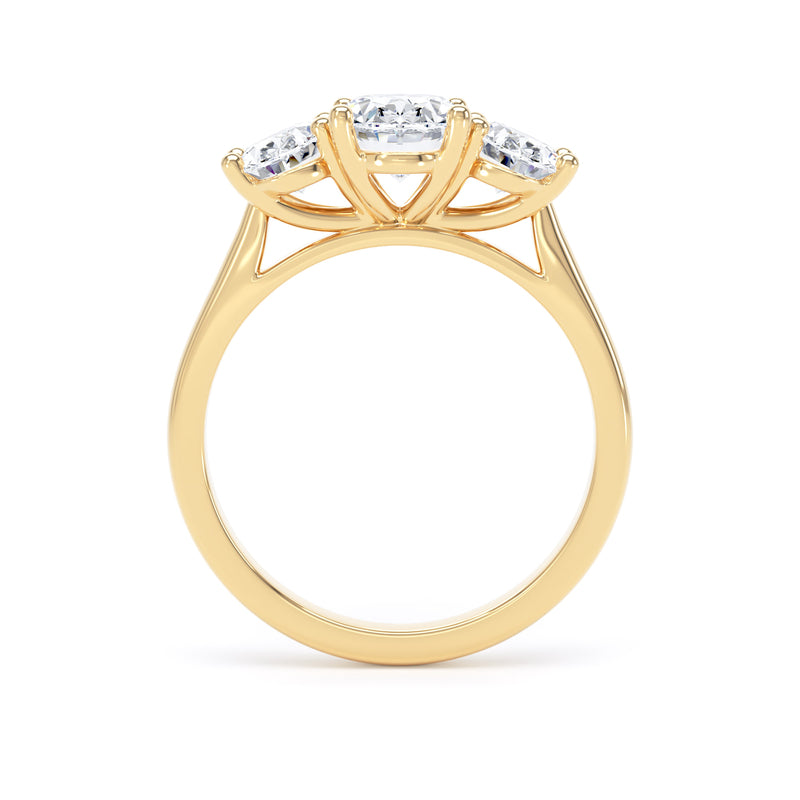 Oval Diamond Yellow Gold Ring, Claw Set Trilogy | LGO M3O04