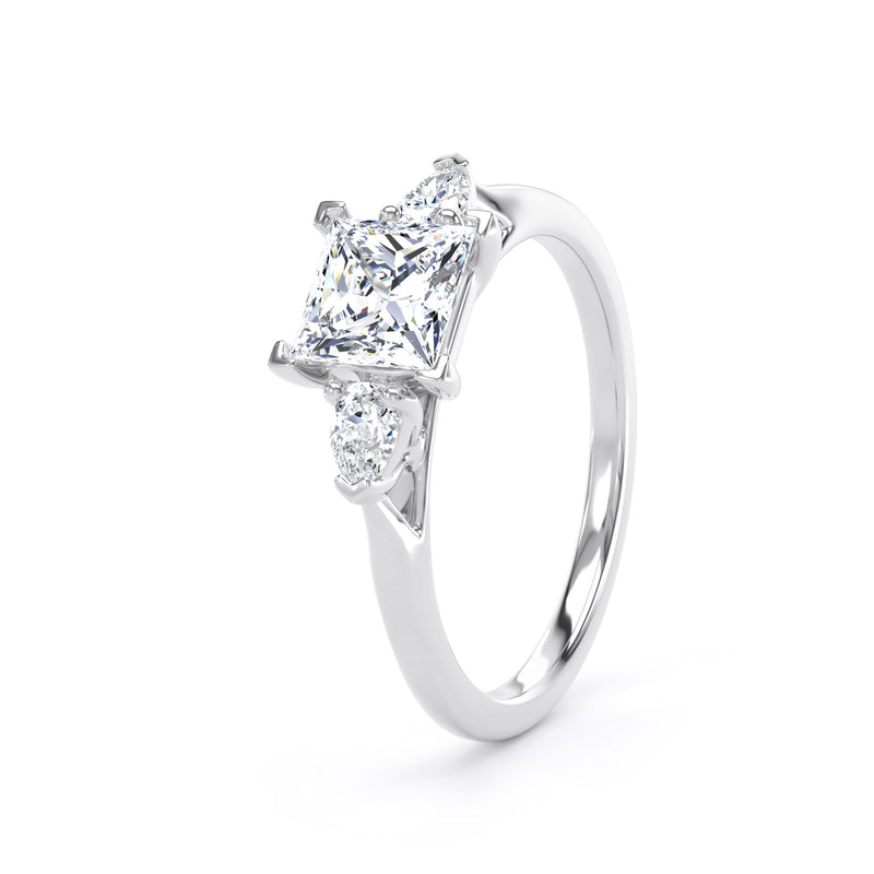 Princess & Pear White Gold Trilogy Ring | M3P01 LGP