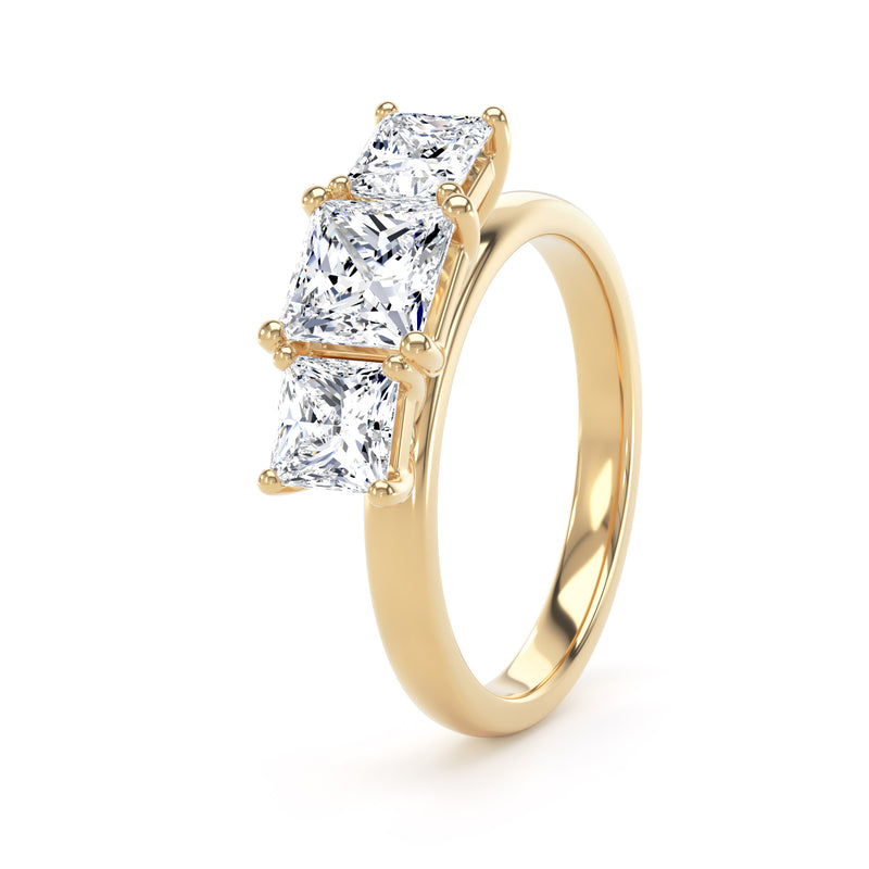 Princess Diamond Yellow Gold Ring, Floating Head Trilogy | LGP M3P02