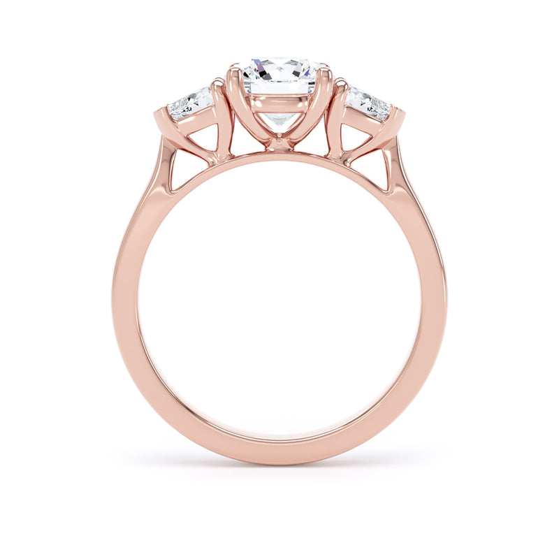 Round & Pear Rose Gold Trilogy Ring | M3R03 LGR