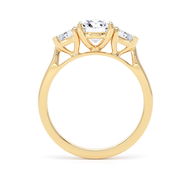 Round & Pear Yellow Gold Trilogy Ring | M3R03 LGR