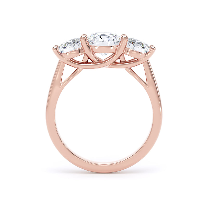 Round Diamond Rose Gold Ring, Crossover Gallery Trilogy | LGR M3R05