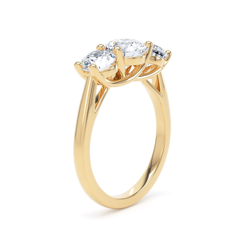 Round Diamond Yellow Gold Ring, Crossover Gallery Trilogy | LGR M3R05