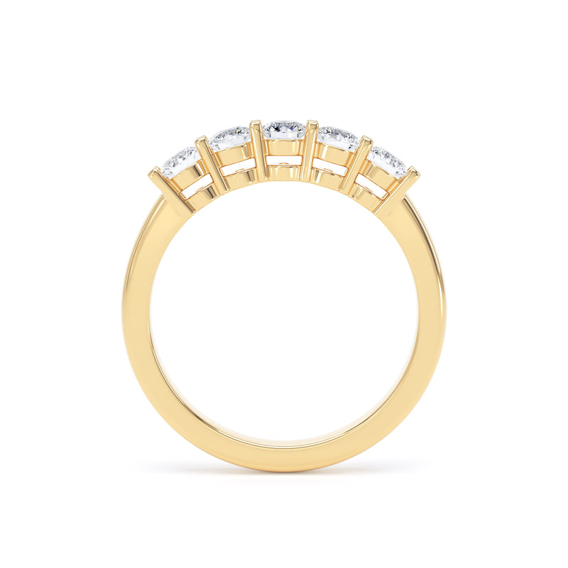 Round Yellow Gold 5 Stone Ring | M5R01
