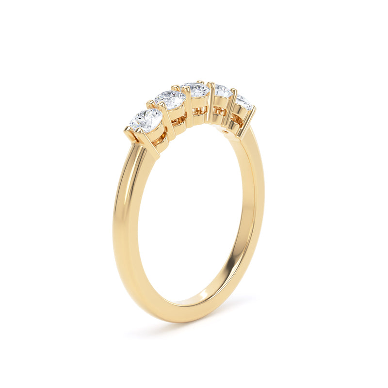 Round Yellow Gold 5 Stone Ring | M5R01