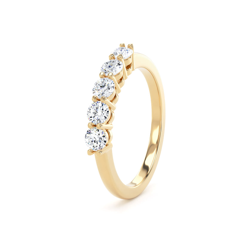 Round Yellow Gold 5 Stone Ring | M5R01