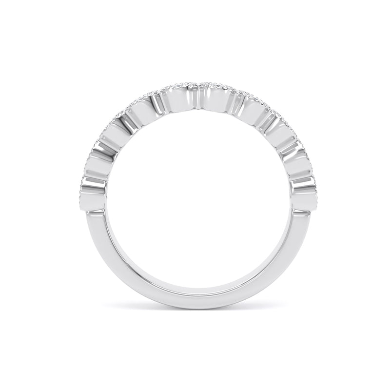 Round Diamond Platinum Ring, Millgrain Bezel Half Eternity | ET1219