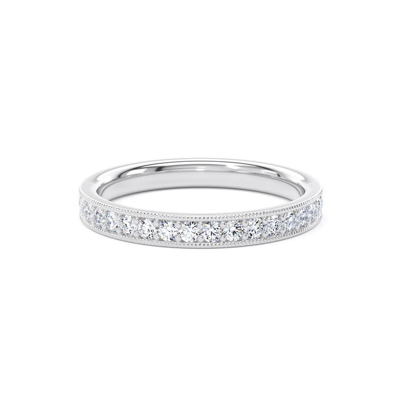 Round Diamond Platinum Ring, Millgrain Channel Eternity Ring | ET1218