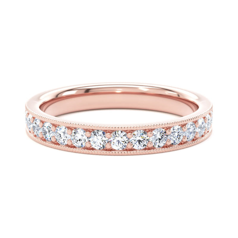 Round Diamond Ring, Millgrain Channel Eternity Ring | ET1218