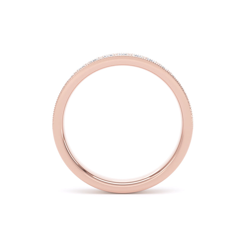 Round Diamond Rose Gold Ring, Millgrain Channel Eternity Ring | ET1218