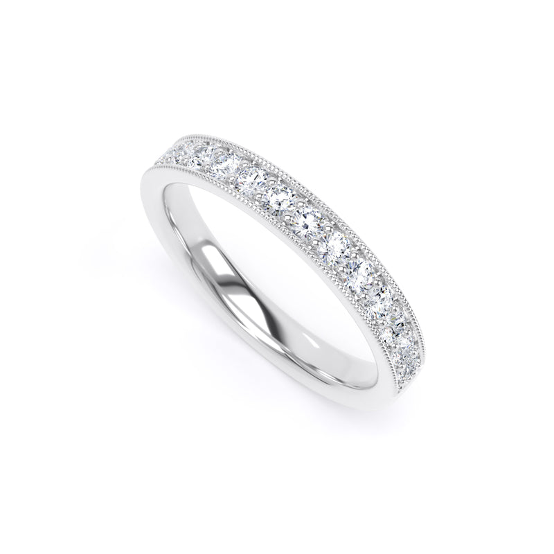 Round Diamond Platinum Ring, Millgrain Channel Eternity Ring | ET1218