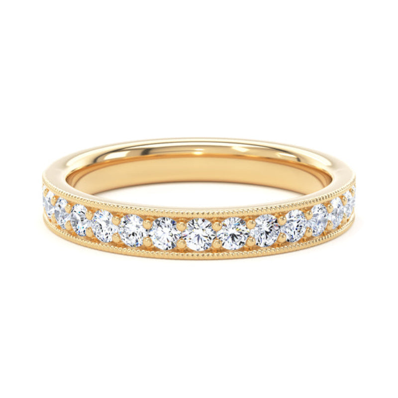 Round Diamond Ring, Millgrain Channel Eternity Ring | ET1218
