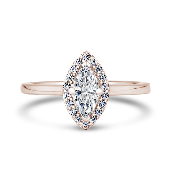 Marquise Halo Rose Gold Ring | MHP01 LGM