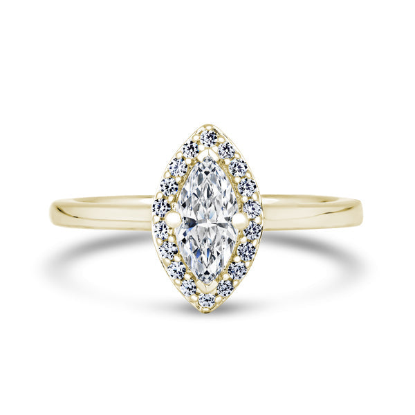 Marquise Halo Yellow Gold Ring | MHP01 LGM