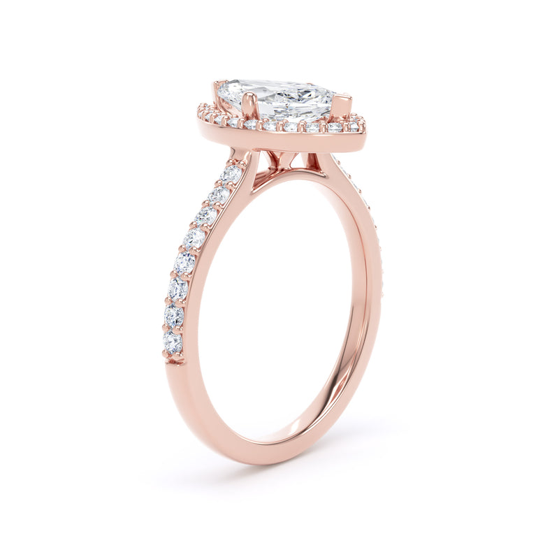 Halo Diamond Shoulder Ring | Rose Gold, Marquise Diamond | MHW01 LGM