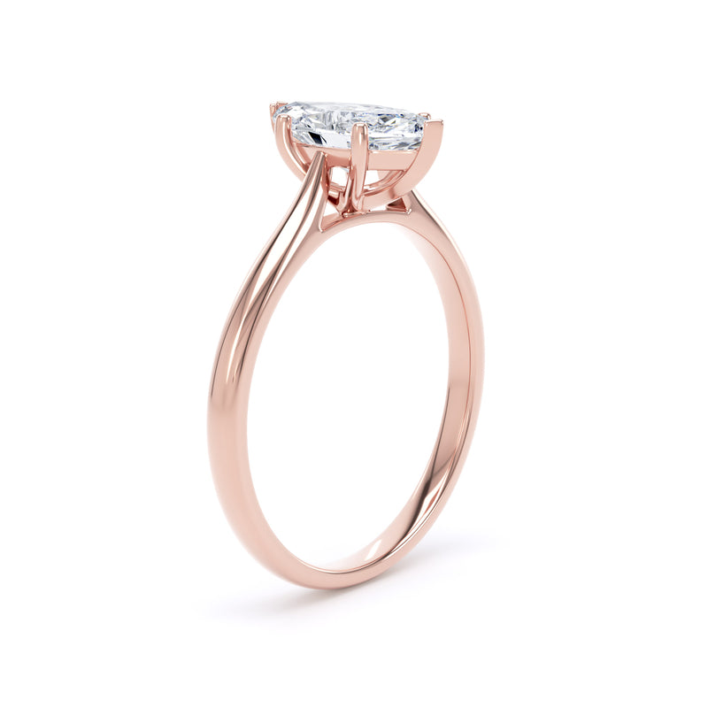 Marquise Diamond Rose Gold Ring, 6 Claw Solitaire | SMM MPP11